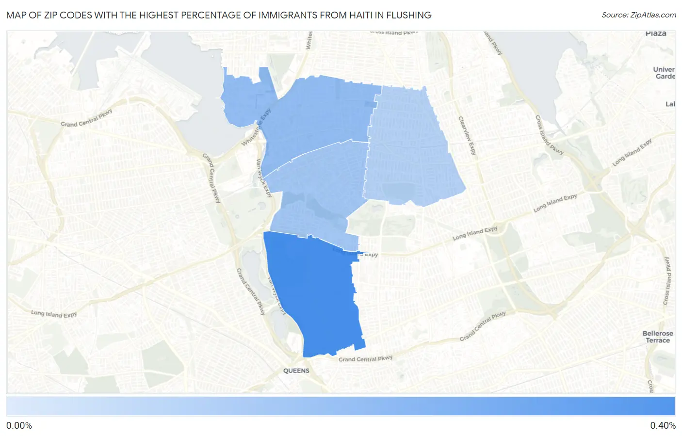 Zip Codes with the Highest Percentage of Immigrants from Haiti in Flushing Map