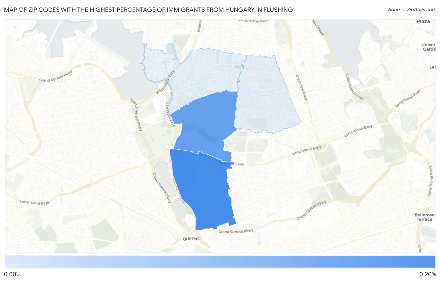 Zip Codes with the Highest Percentage of Immigrants from Hungary in Flushing Map