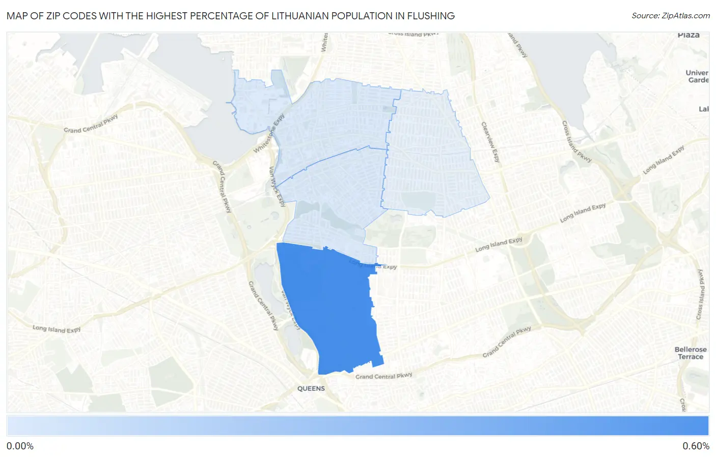 Zip Codes with the Highest Percentage of Lithuanian Population in Flushing Map