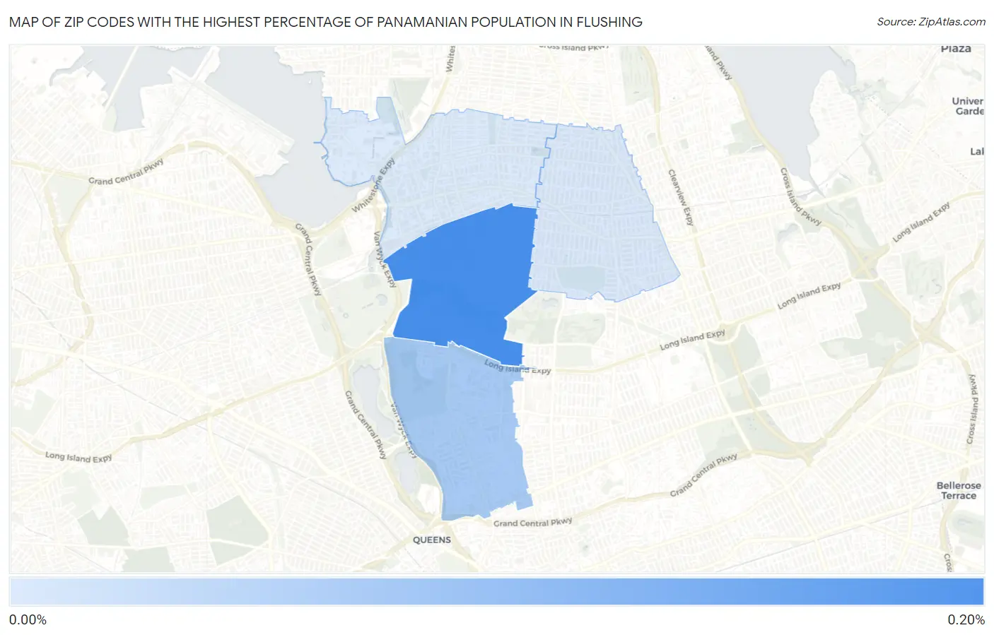 Zip Codes with the Highest Percentage of Panamanian Population in Flushing Map