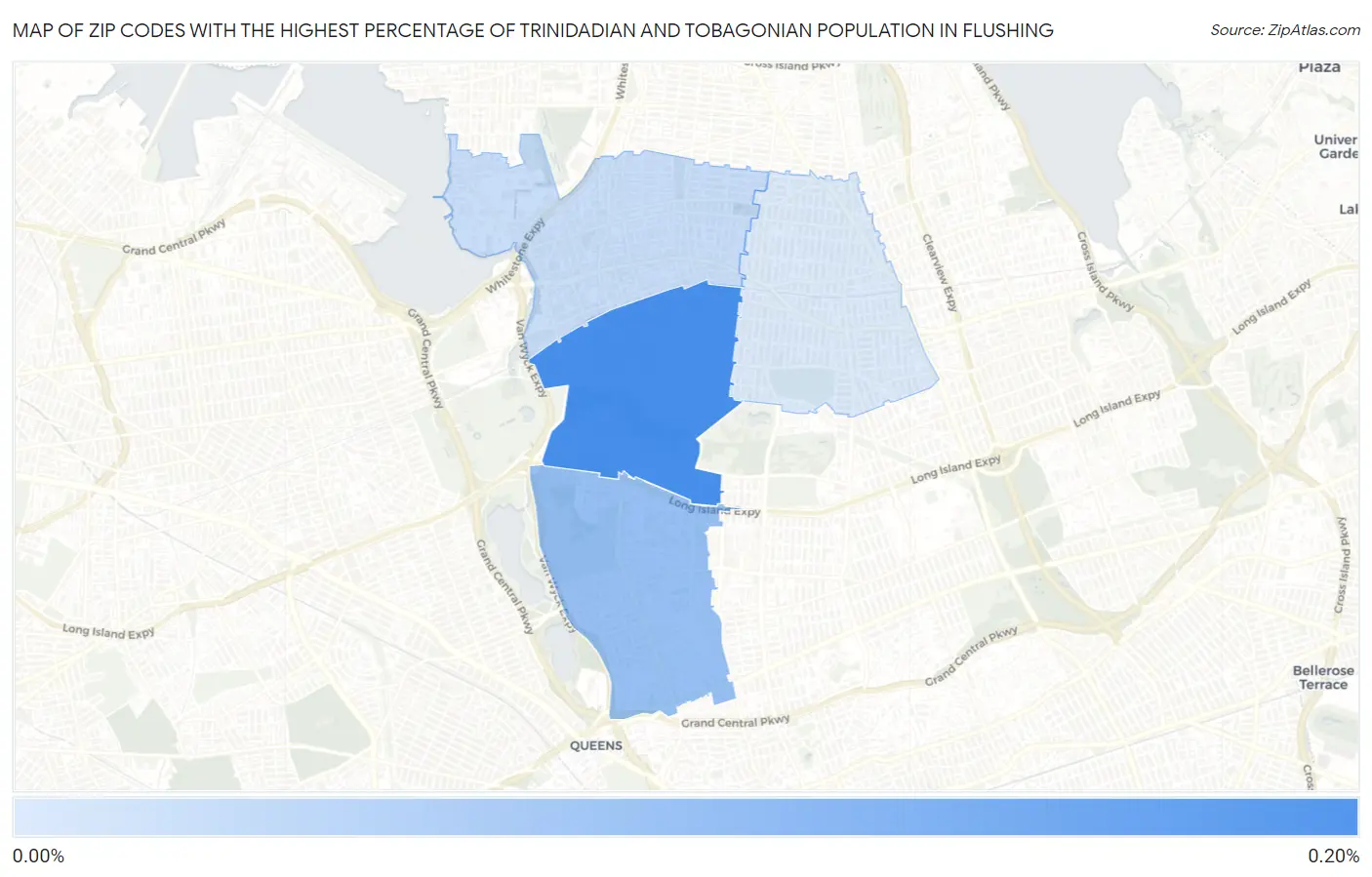 Zip Codes with the Highest Percentage of Trinidadian and Tobagonian Population in Flushing Map