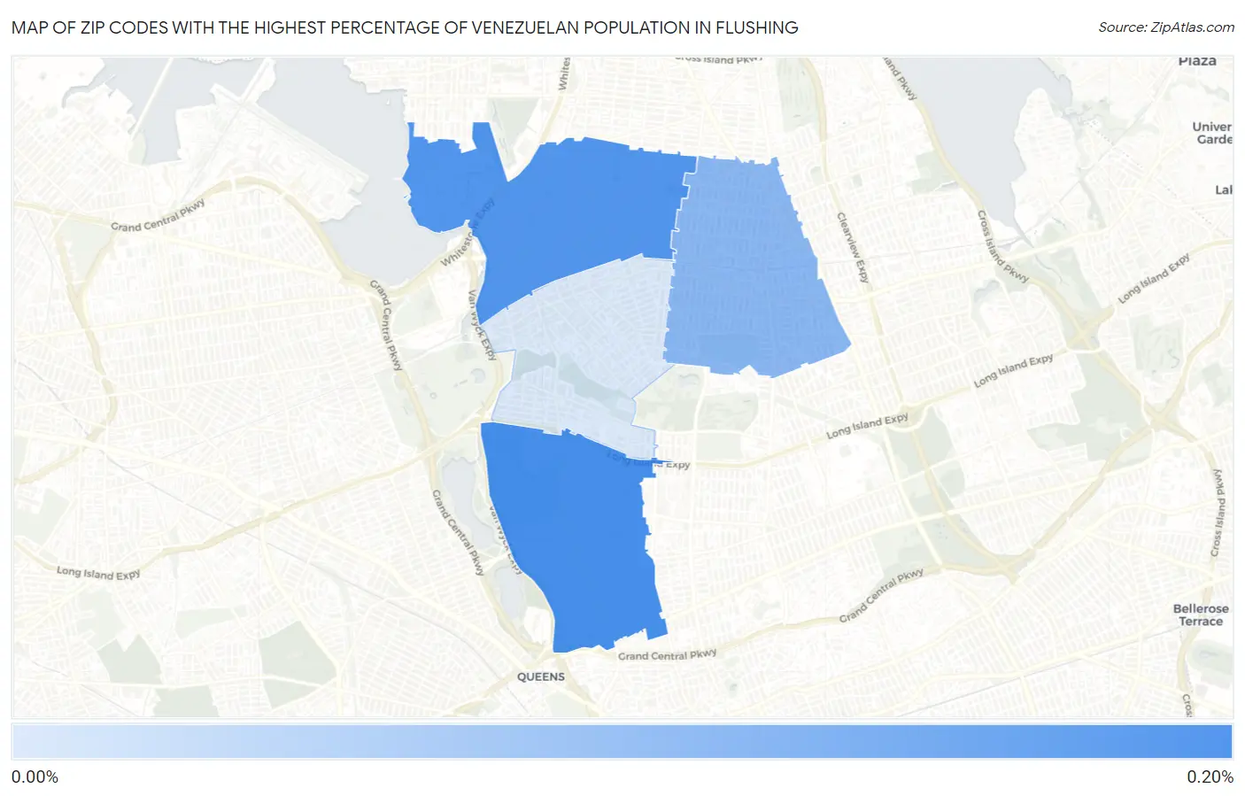 Zip Codes with the Highest Percentage of Venezuelan Population in Flushing Map