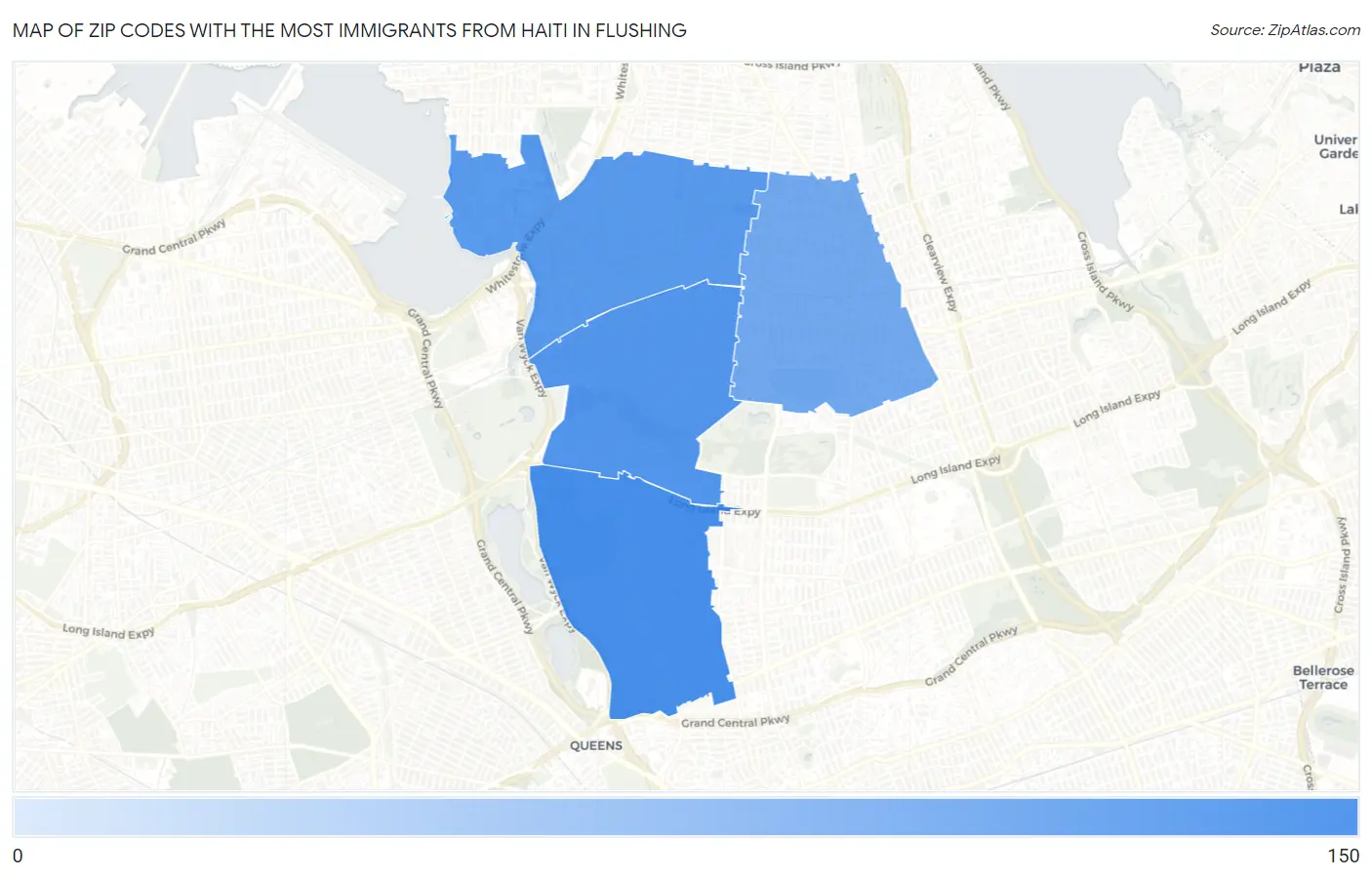 Zip Codes with the Most Immigrants from Haiti in Flushing Map