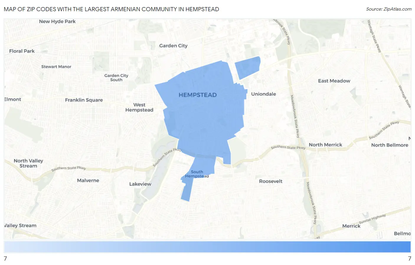 Zip Codes with the Largest Armenian Community in Hempstead Map