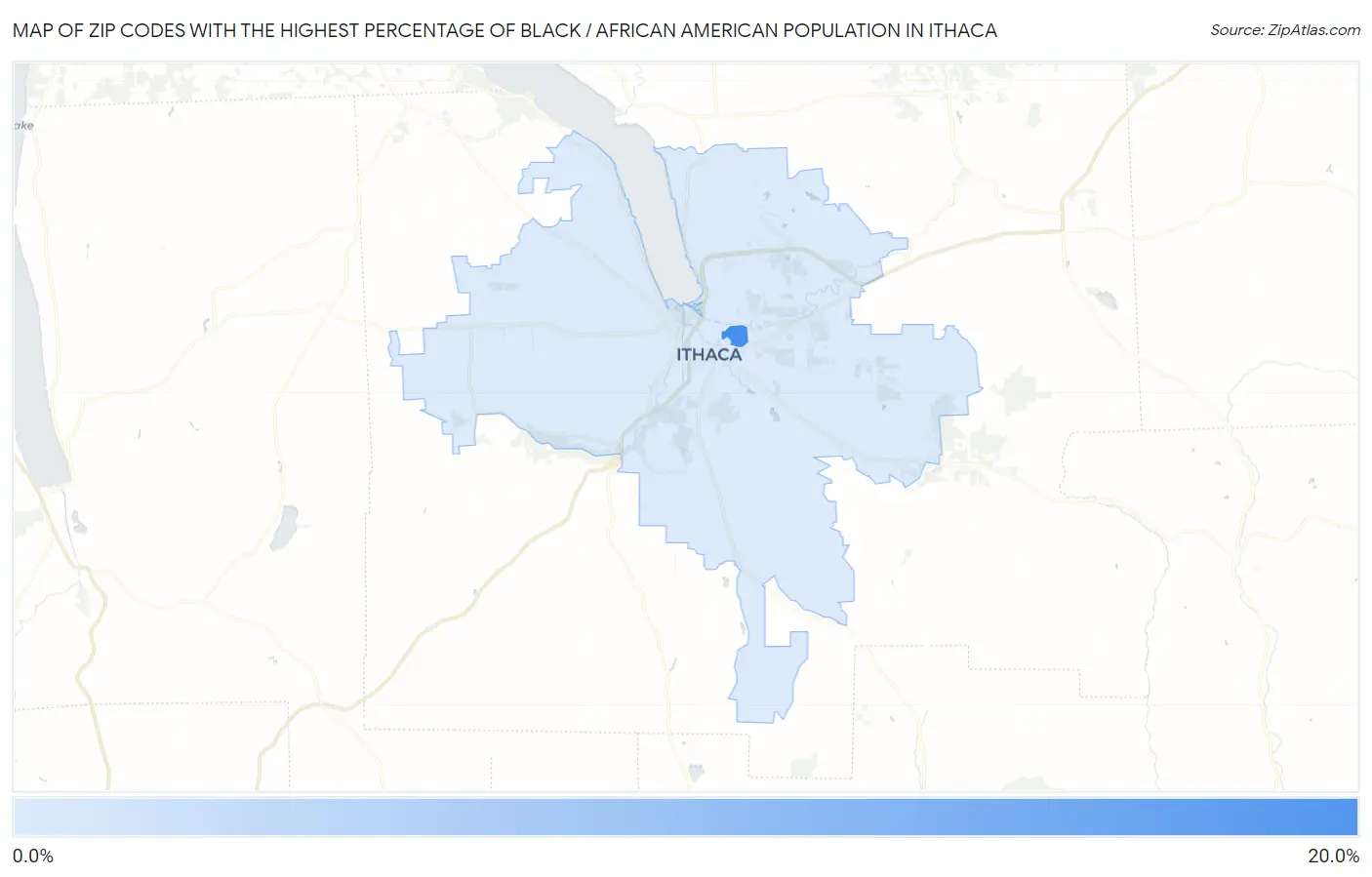 Zip Codes with the Highest Percentage of Black / African American Population in Ithaca Map