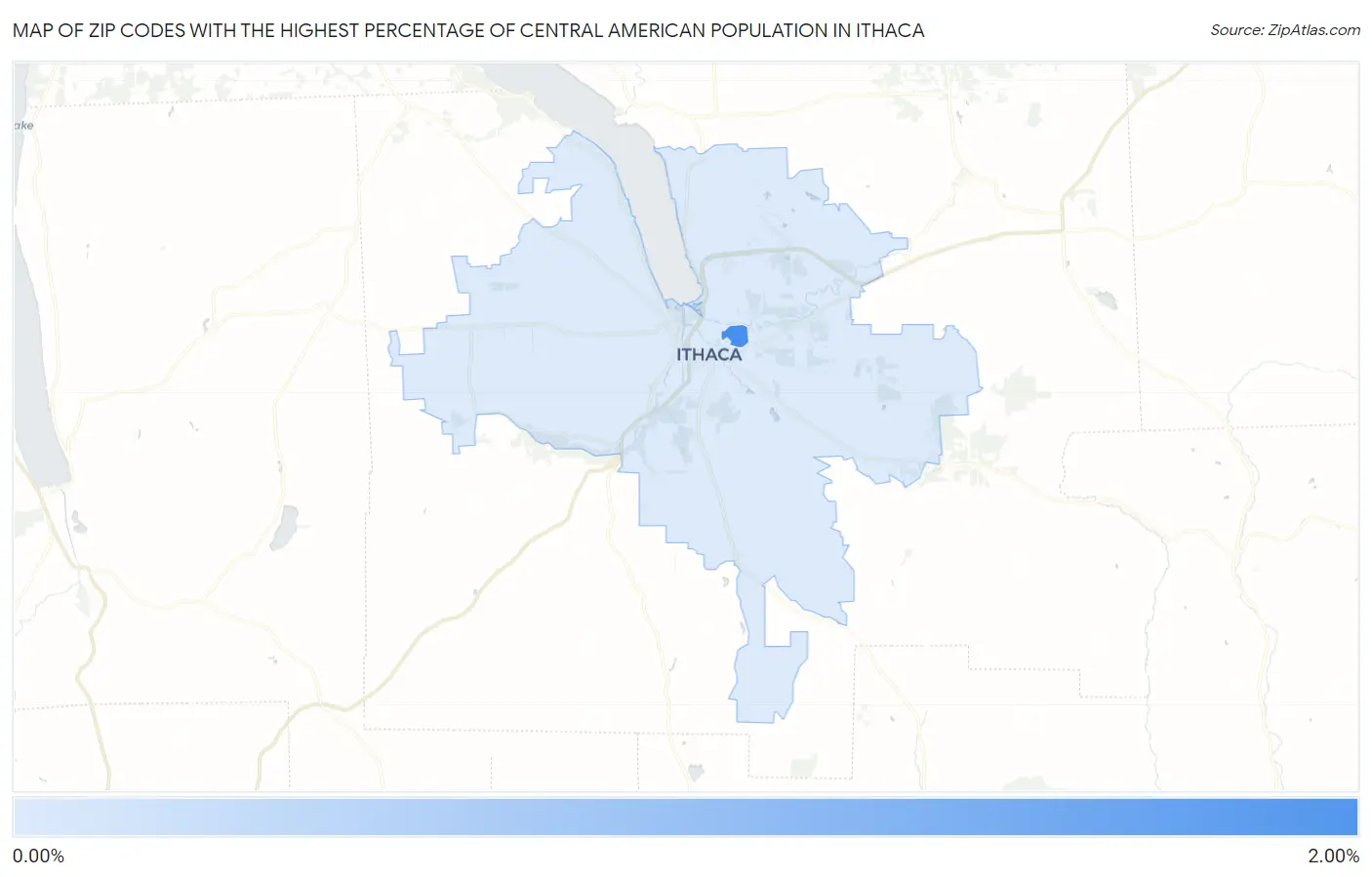 Zip Codes with the Highest Percentage of Central American Population in Ithaca Map