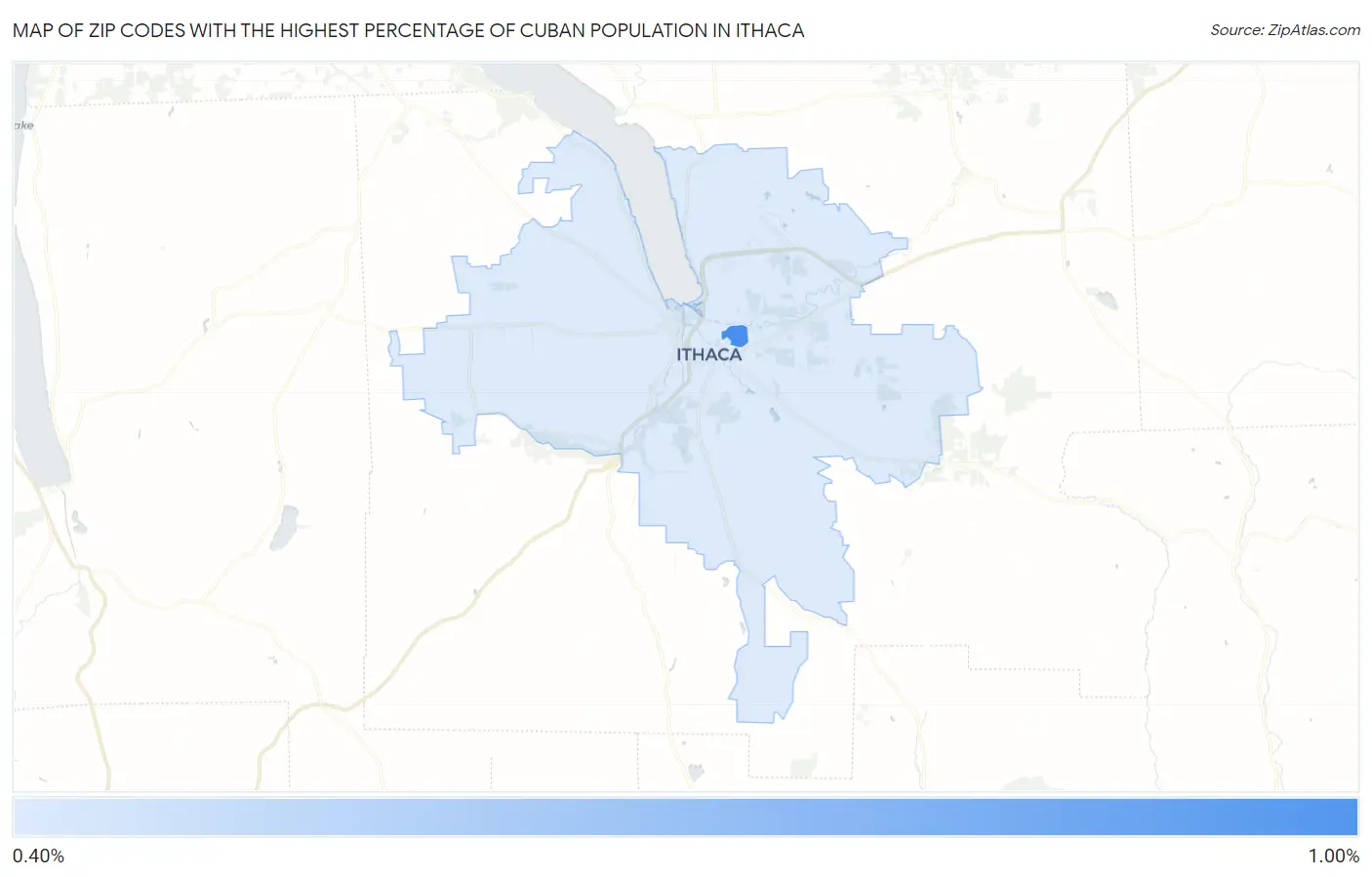 Zip Codes with the Highest Percentage of Cuban Population in Ithaca Map