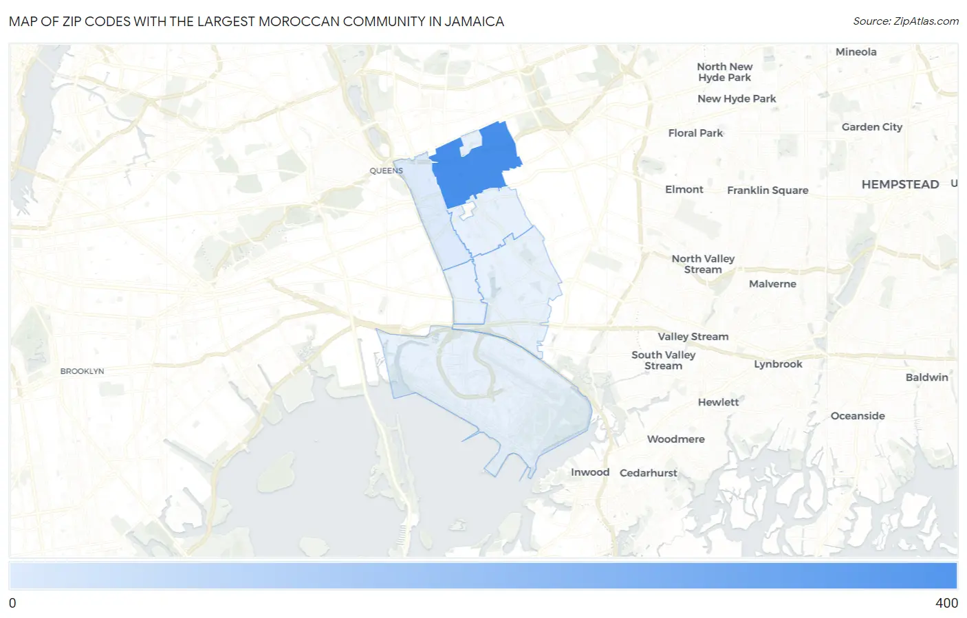 Zip Codes with the Largest Moroccan Community in Jamaica Map