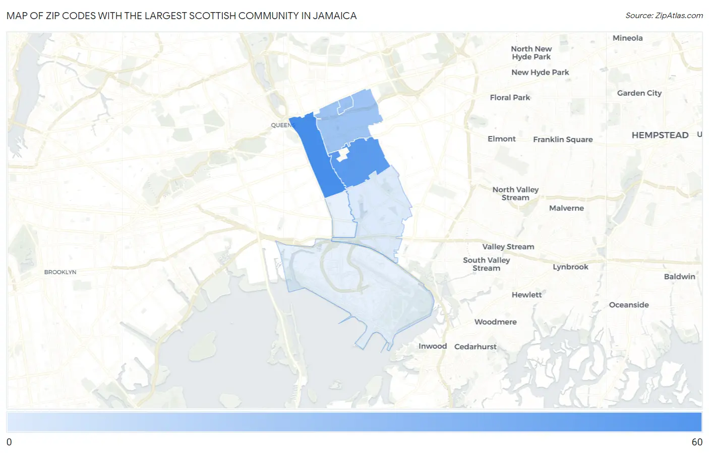 Zip Codes with the Largest Scottish Community in Jamaica Map