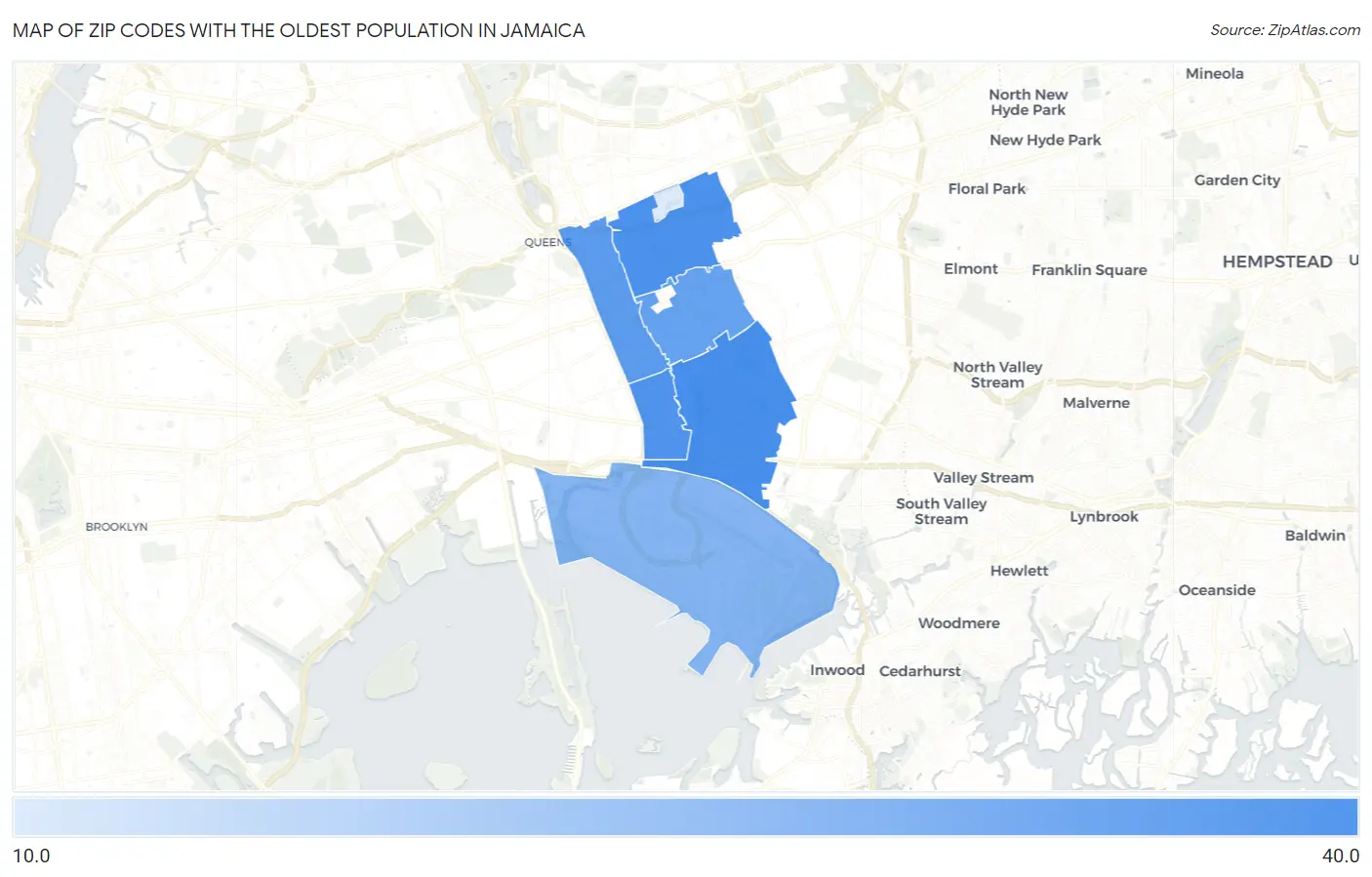 Zip Codes with the Oldest Population in Jamaica Map