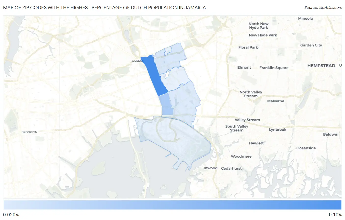 Zip Codes with the Highest Percentage of Dutch Population in Jamaica Map