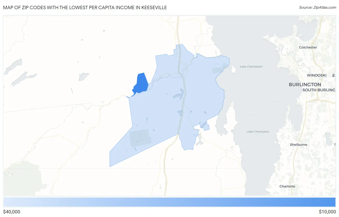 Zip Codes with the Lowest Per Capita Income in Keeseville Map