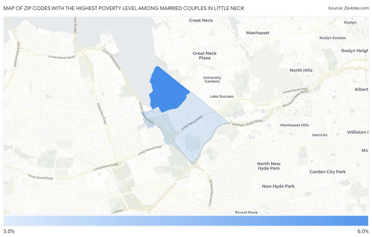 Zip Codes with the Highest Poverty Level Among Married Couples in Little Neck Map