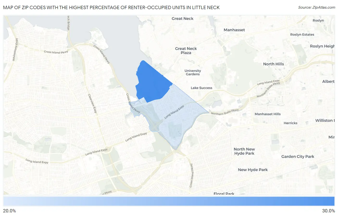 Zip Codes with the Highest Percentage of Renter-Occupied Units in Little Neck Map