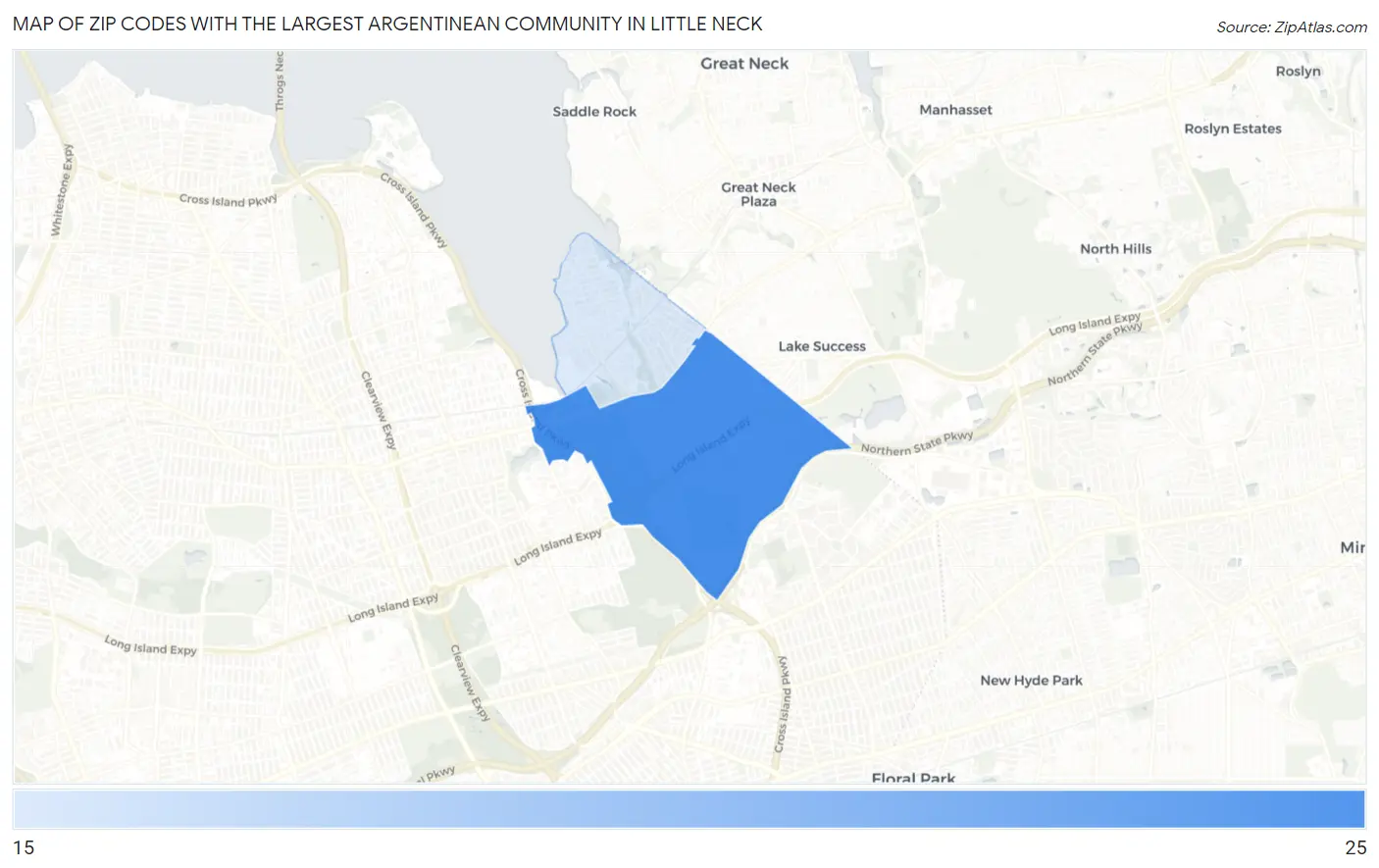 Zip Codes with the Largest Argentinean Community in Little Neck Map