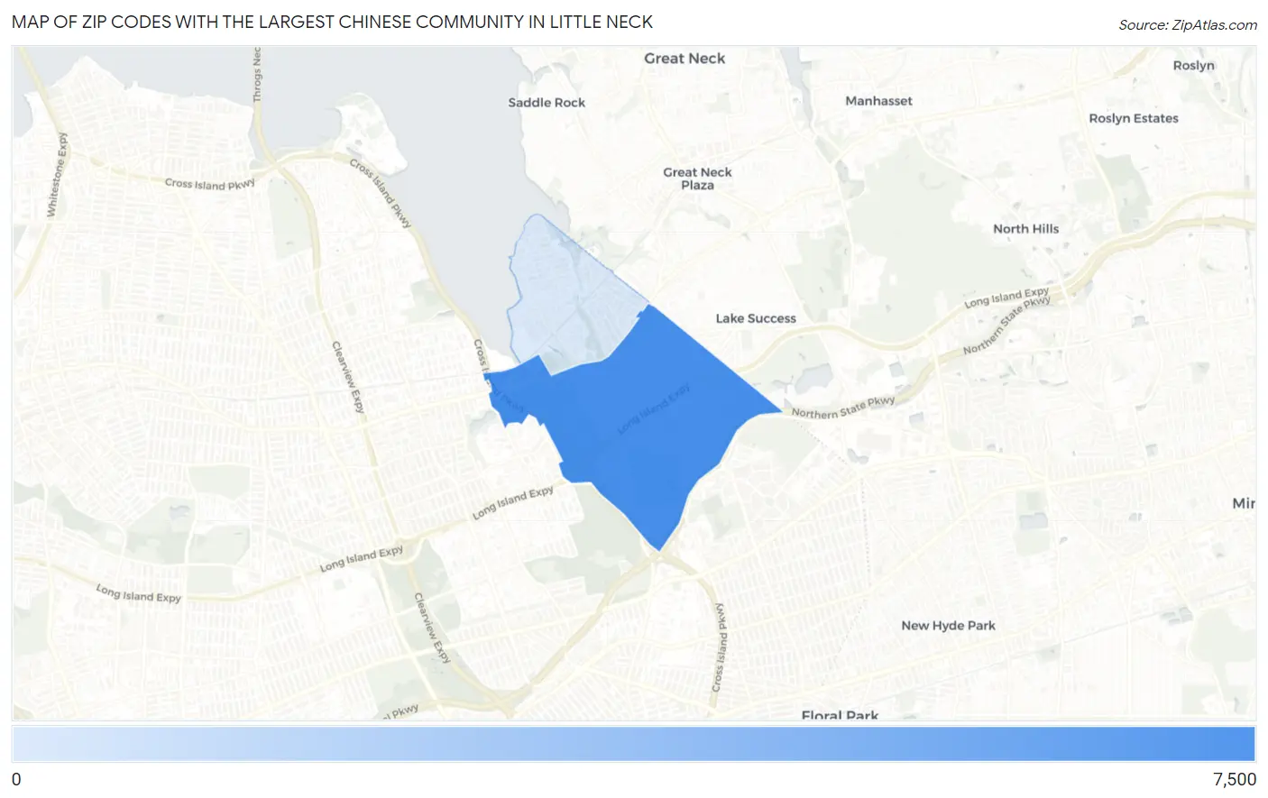 Zip Codes with the Largest Chinese Community in Little Neck Map
