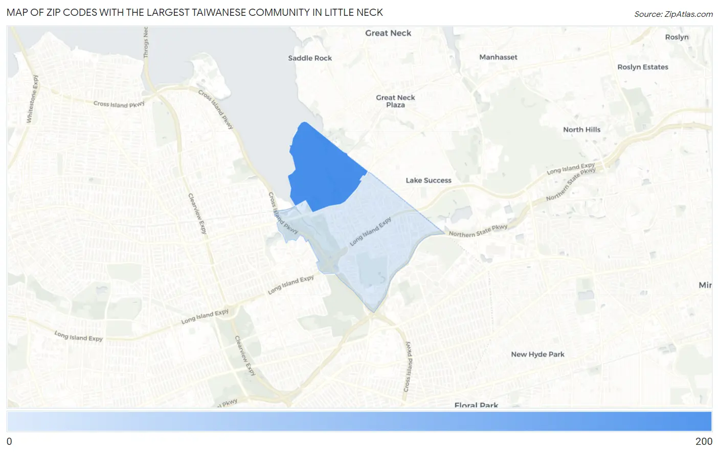 Zip Codes with the Largest Taiwanese Community in Little Neck Map