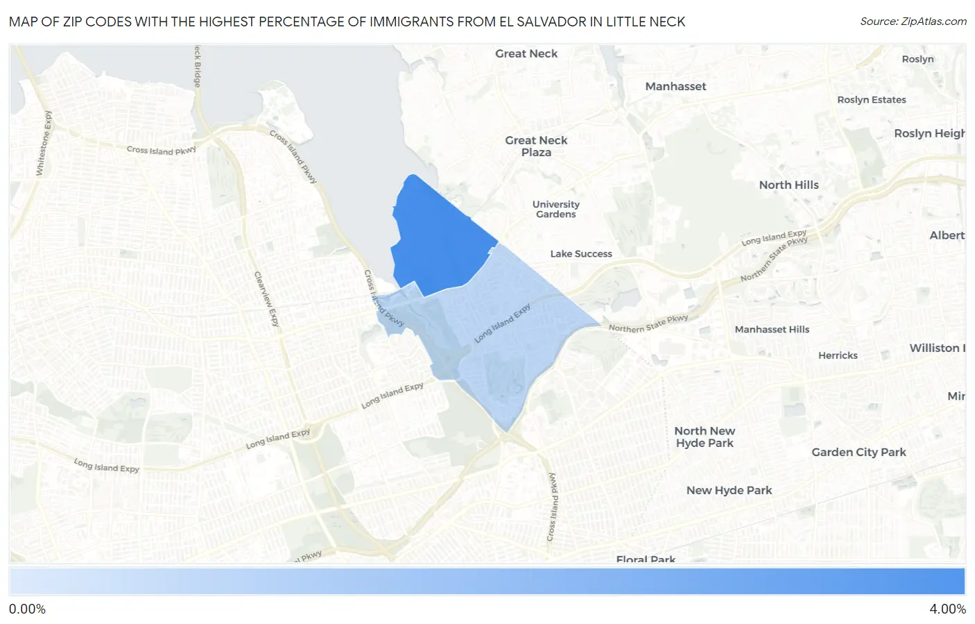 Zip Codes with the Highest Percentage of Immigrants from El Salvador in Little Neck Map