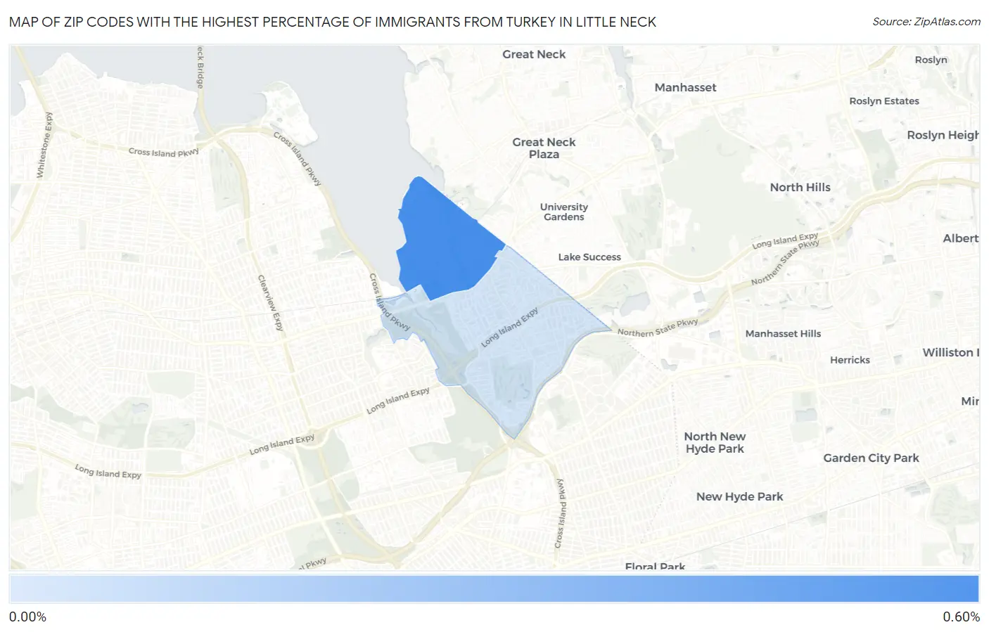 Zip Codes with the Highest Percentage of Immigrants from Turkey in Little Neck Map