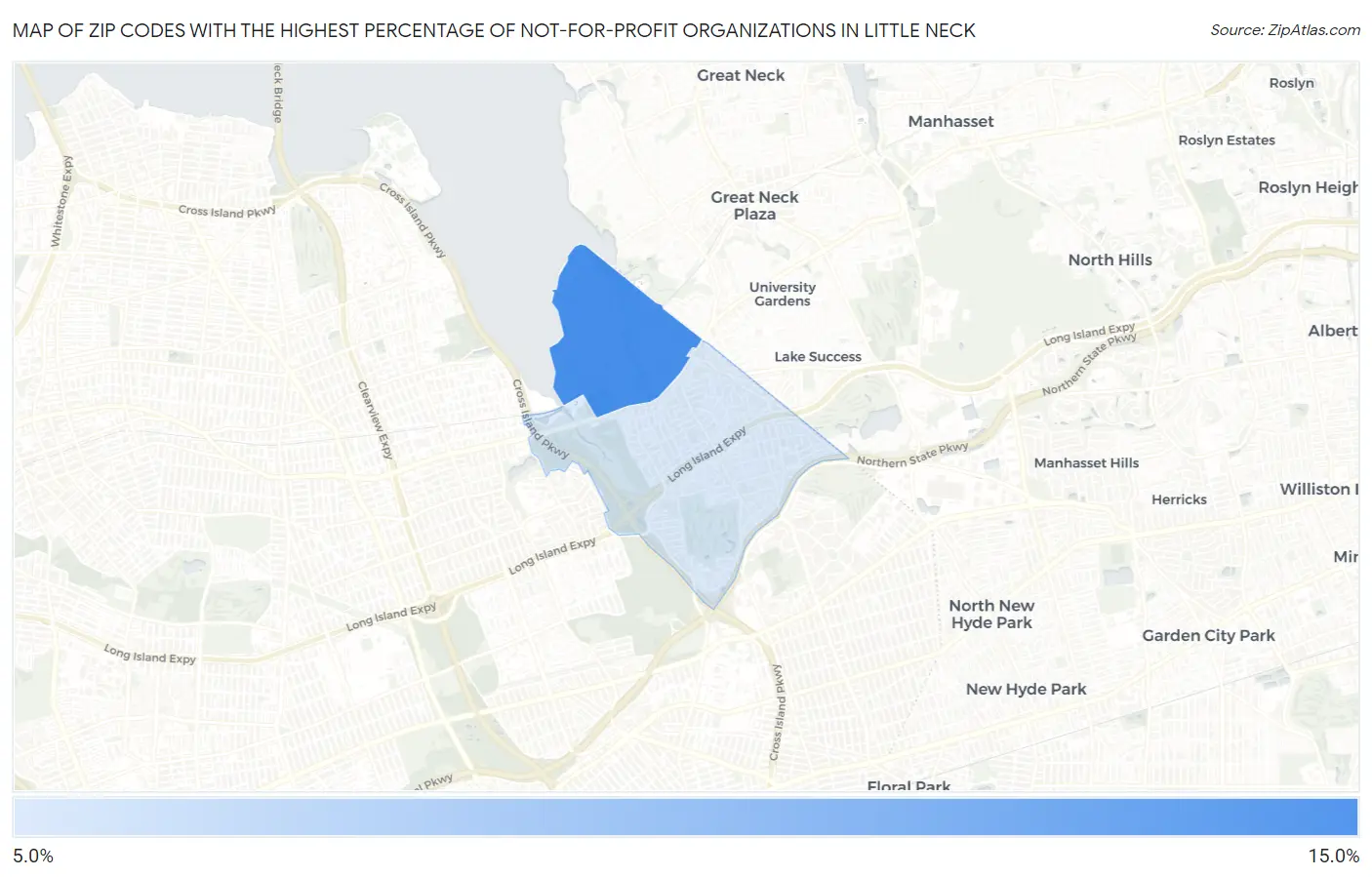 Zip Codes with the Highest Percentage of Not-for-profit Organizations in Little Neck Map
