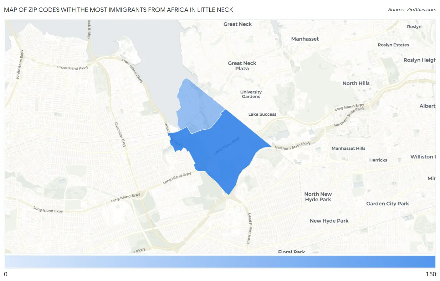Zip Codes with the Most Immigrants from Africa in Little Neck Map