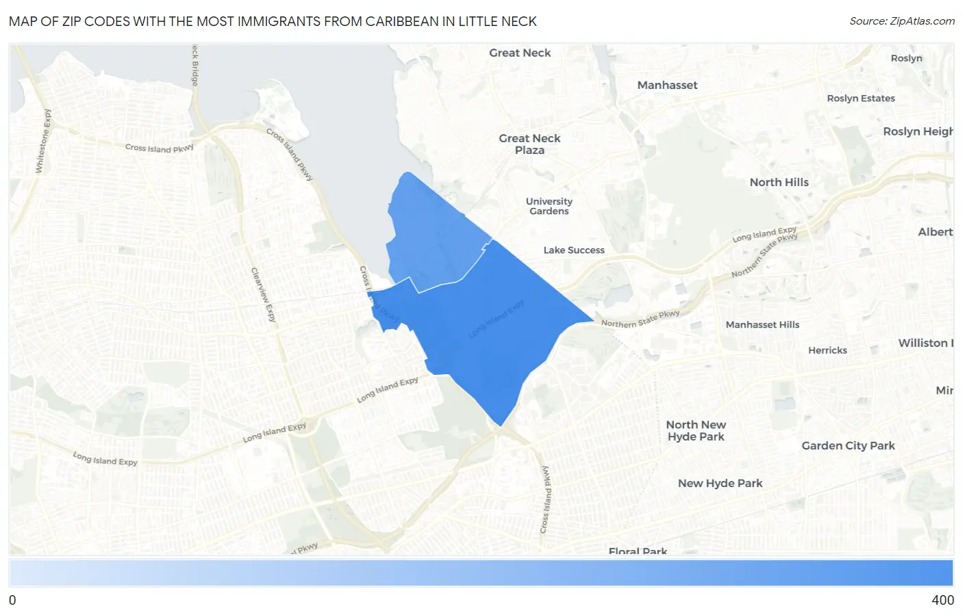 Zip Codes with the Most Immigrants from Caribbean in Little Neck Map