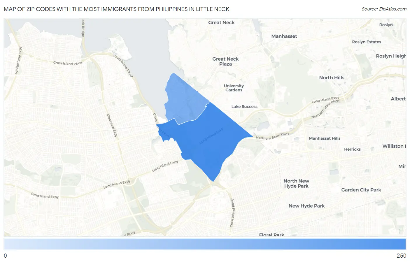 Zip Codes with the Most Immigrants from Philippines in Little Neck Map
