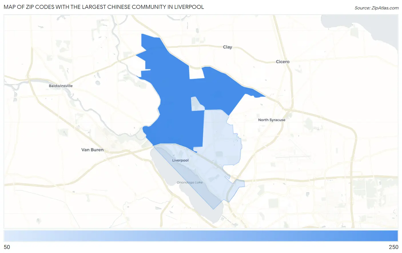 Zip Codes with the Largest Chinese Community in Liverpool Map