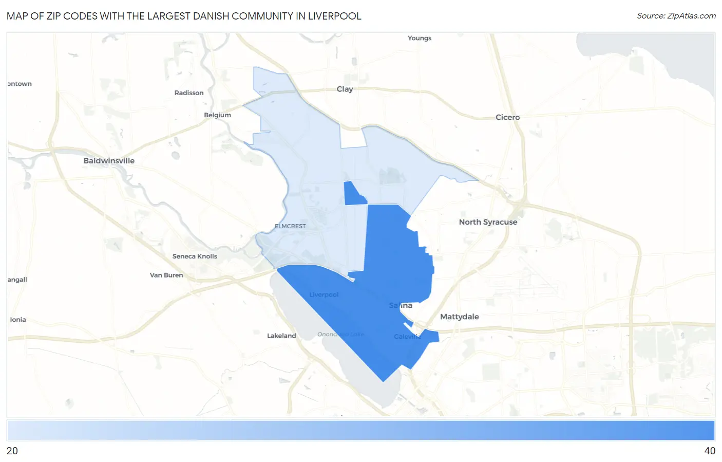 Zip Codes with the Largest Danish Community in Liverpool Map