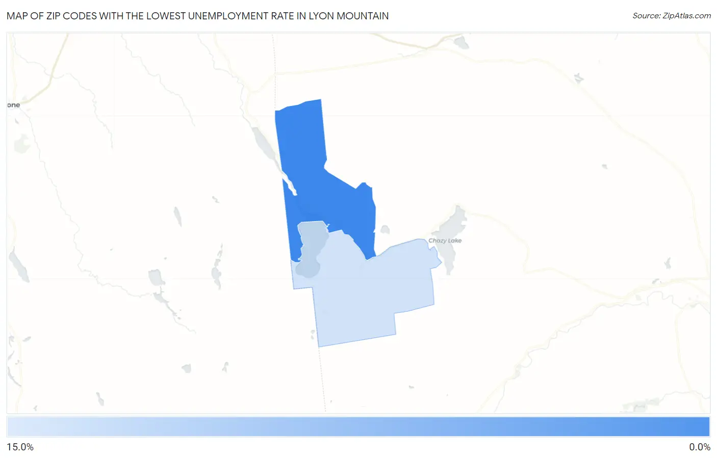 Zip Codes with the Lowest Unemployment Rate in Lyon Mountain Map