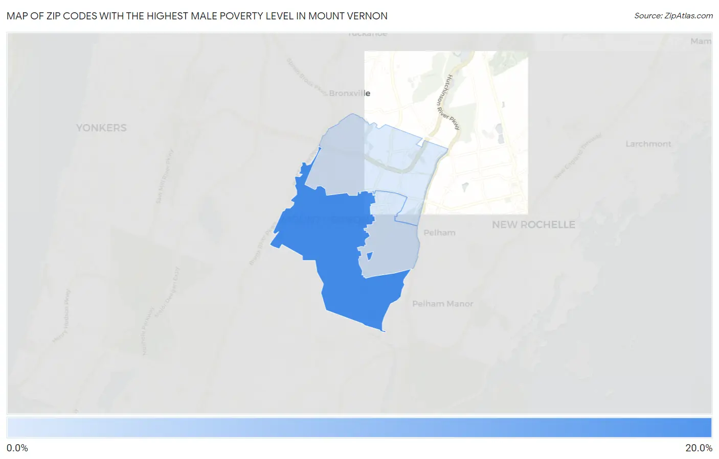Zip Codes with the Highest Male Poverty Level in Mount Vernon Map