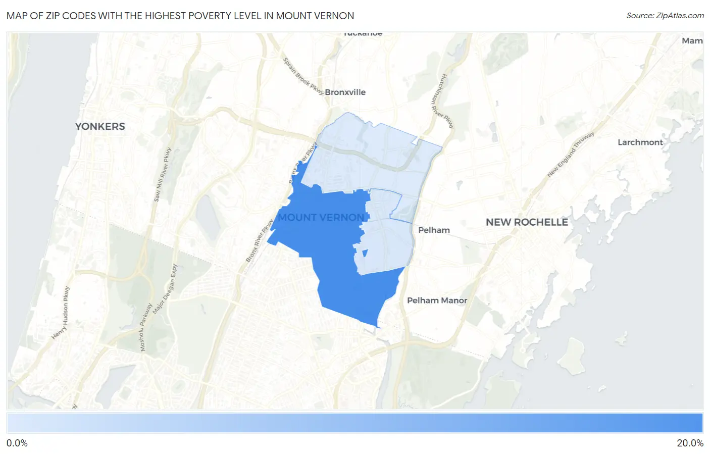 Zip Codes with the Highest Poverty Level in Mount Vernon Map