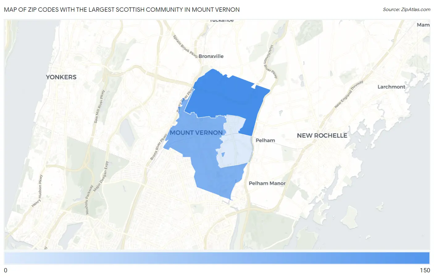 Zip Codes with the Largest Scottish Community in Mount Vernon Map