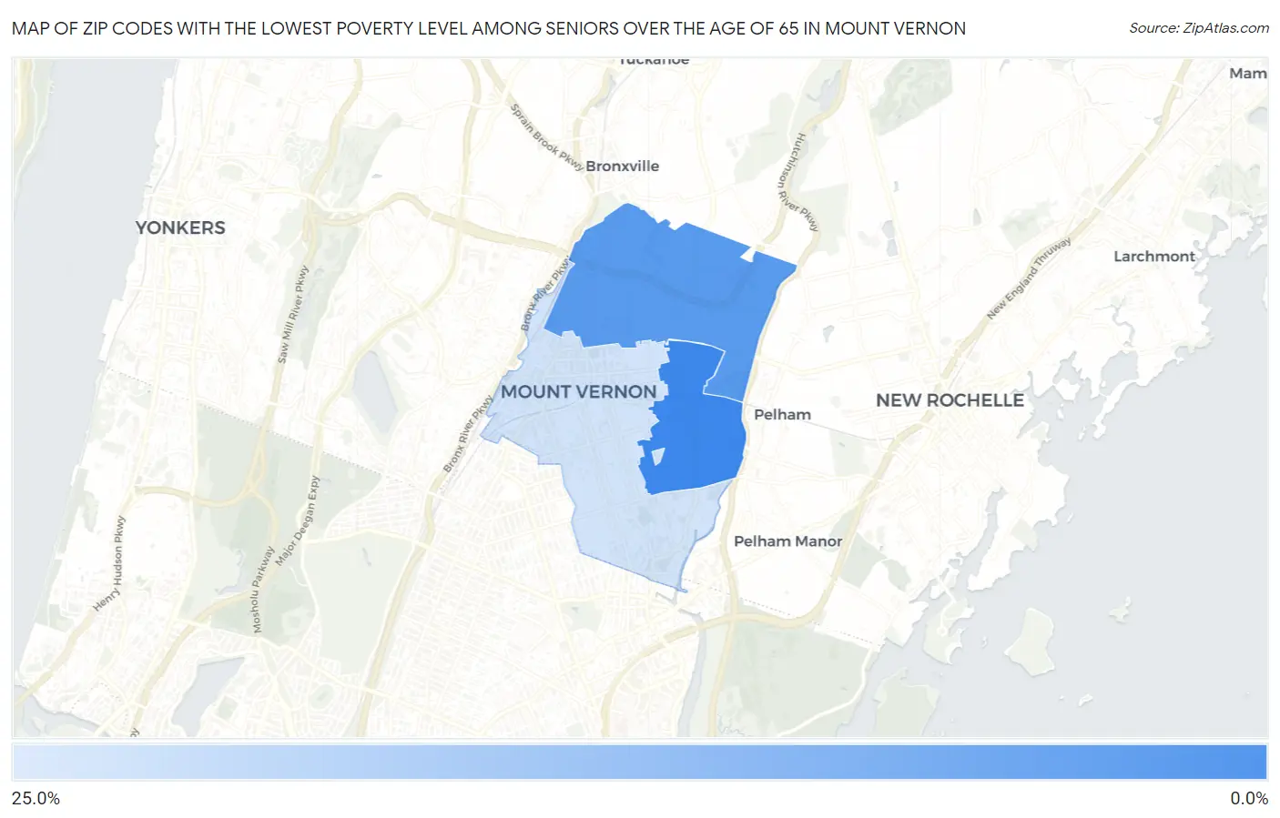 Zip Codes with the Lowest Poverty Level Among Seniors Over the Age of 65 in Mount Vernon Map