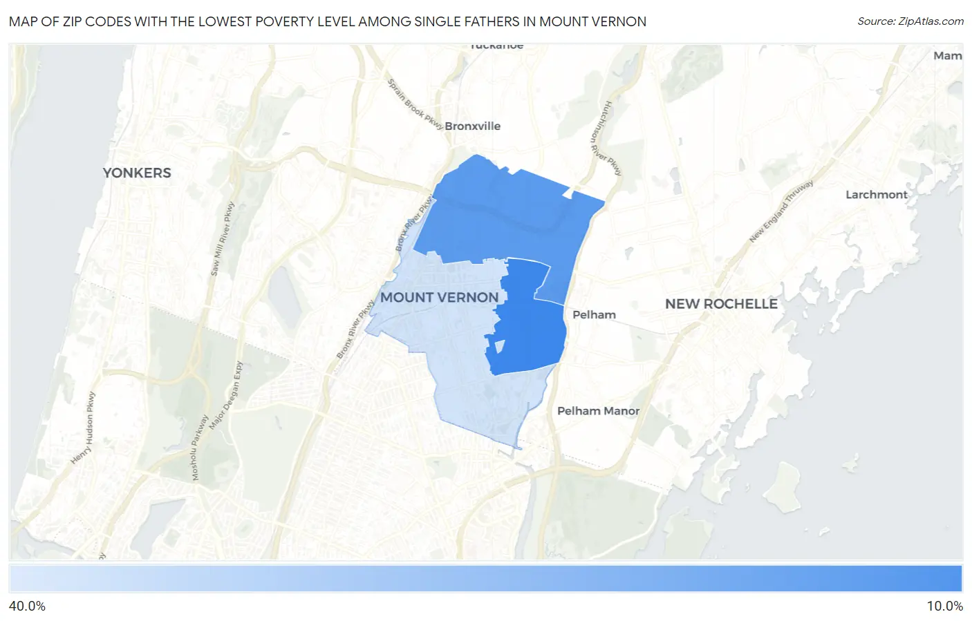 Zip Codes with the Lowest Poverty Level Among Single Fathers in Mount Vernon Map
