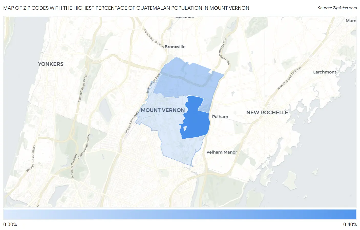 Zip Codes with the Highest Percentage of Guatemalan Population in Mount Vernon Map