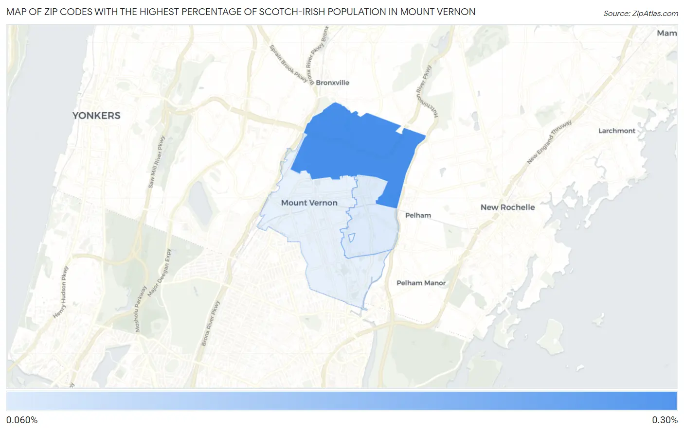 Zip Codes with the Highest Percentage of Scotch-Irish Population in Mount Vernon Map