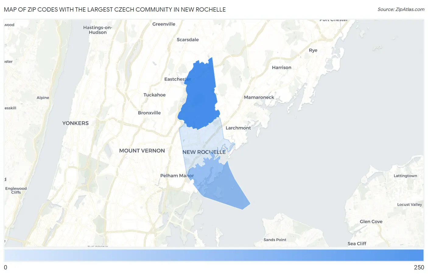 Zip Codes with the Largest Czech Community in New Rochelle Map