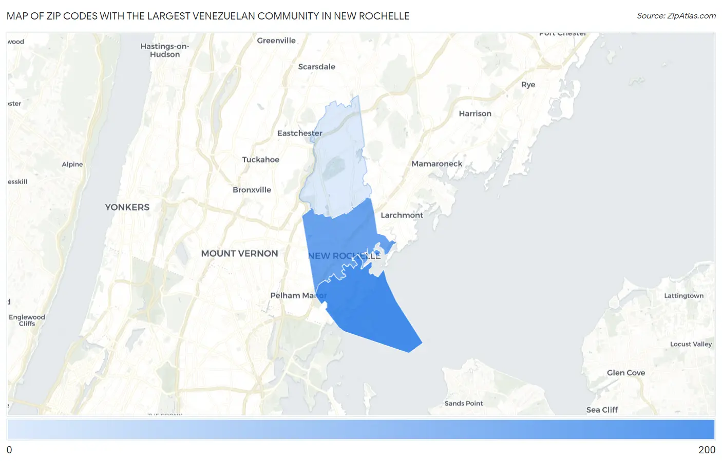 Zip Codes with the Largest Venezuelan Community in New Rochelle Map
