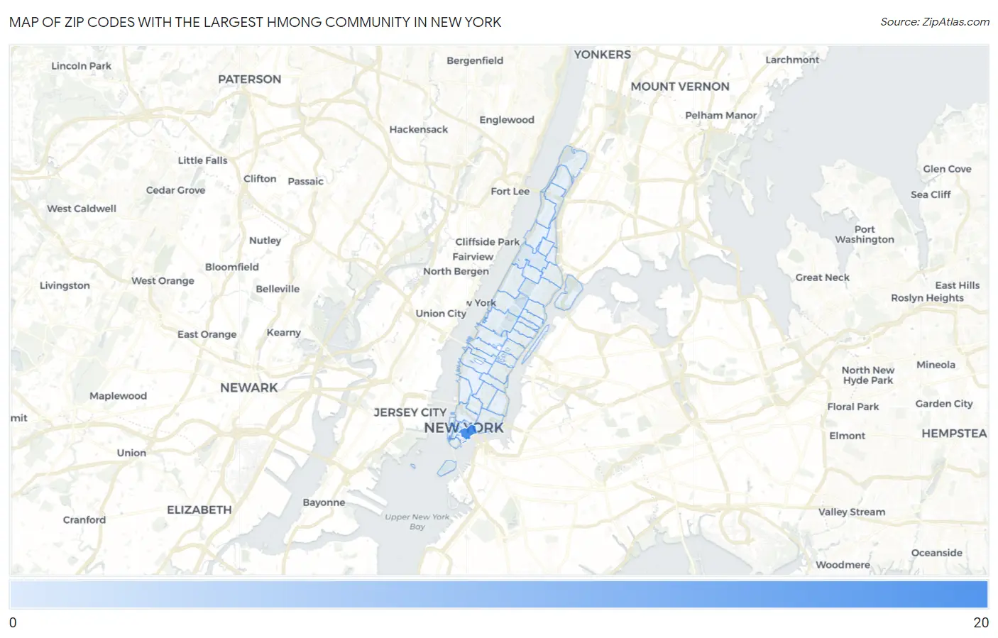 Zip Codes with the Largest Hmong Community in New York Map
