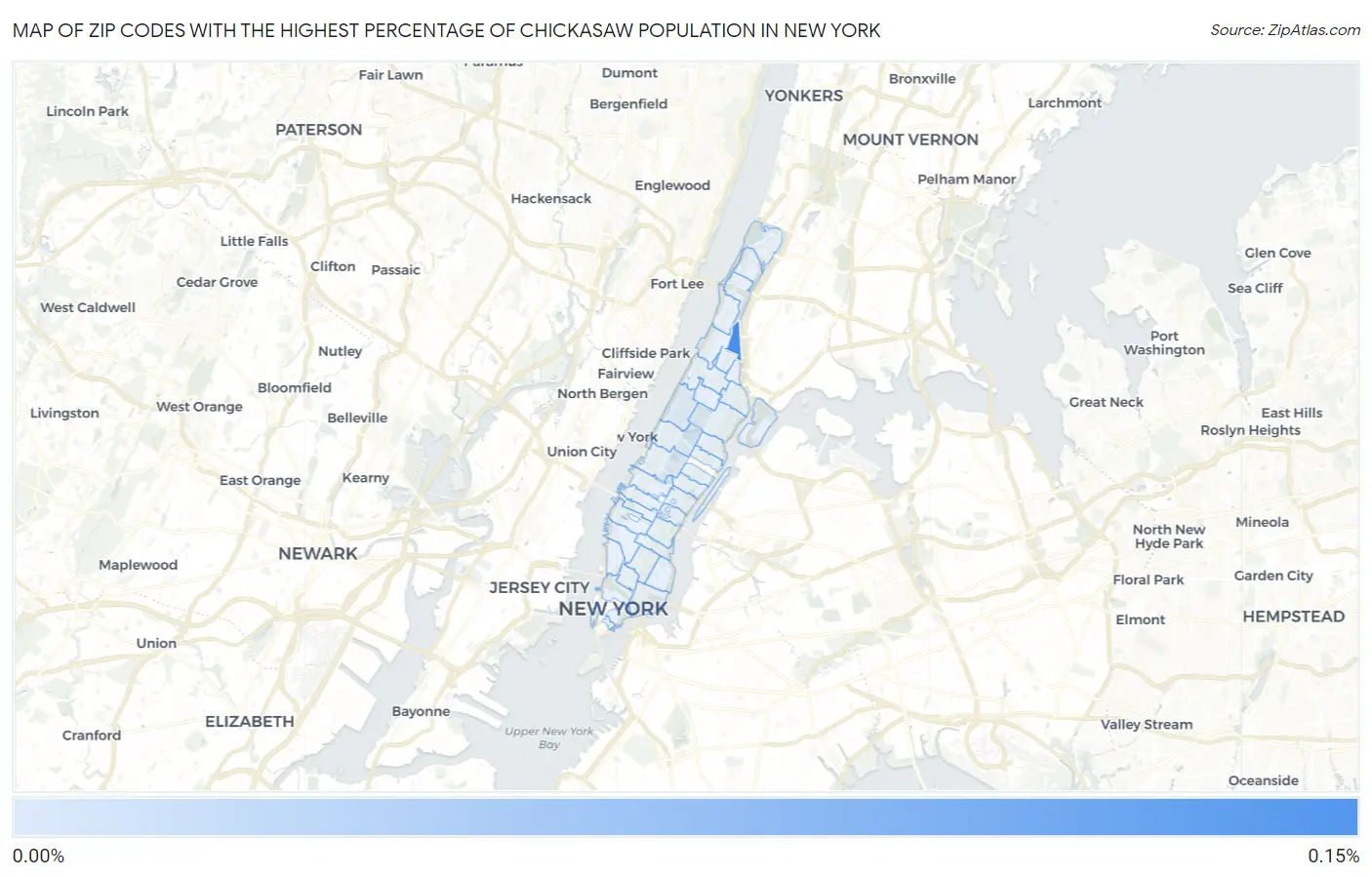 Zip Codes with the Highest Percentage of Chickasaw Population in New York Map