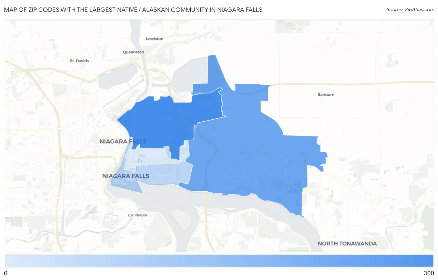 Zip Codes with the Largest Native / Alaskan Community in Niagara Falls Map