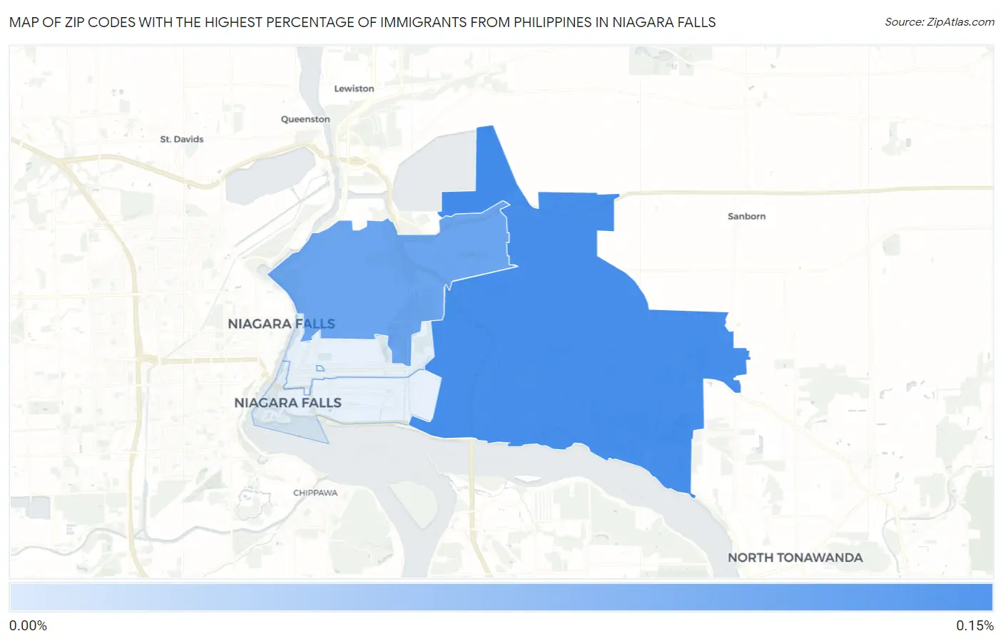 Zip Codes with the Highest Percentage of Immigrants from Philippines in Niagara Falls Map