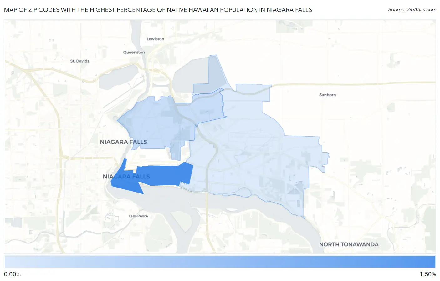 Zip Codes with the Highest Percentage of Native Hawaiian Population in Niagara Falls Map