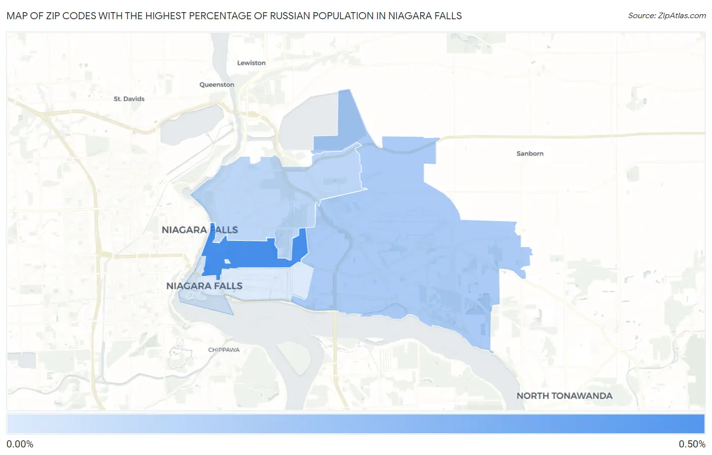 Zip Codes with the Highest Percentage of Russian Population in Niagara Falls Map