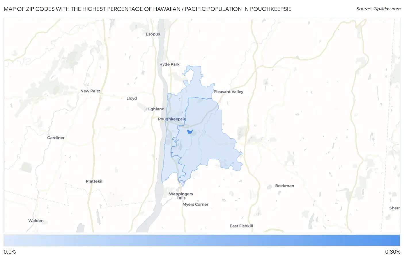 Zip Codes with the Highest Percentage of Hawaiian / Pacific Population in Poughkeepsie Map