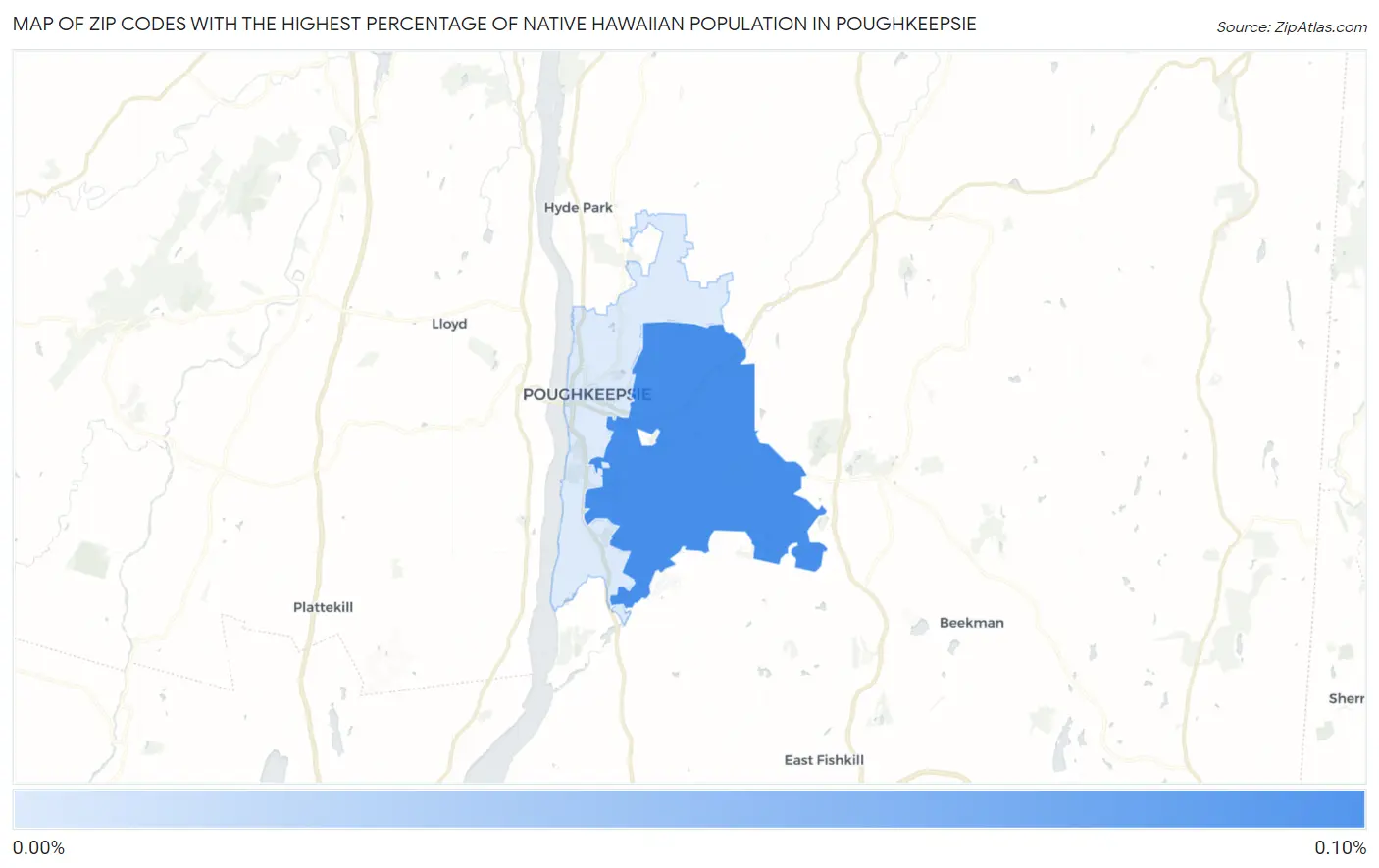 Zip Codes with the Highest Percentage of Native Hawaiian Population in Poughkeepsie Map