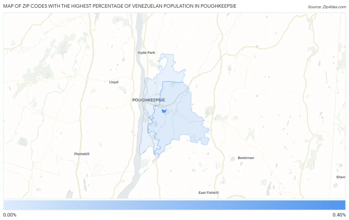 Zip Codes with the Highest Percentage of Venezuelan Population in Poughkeepsie Map