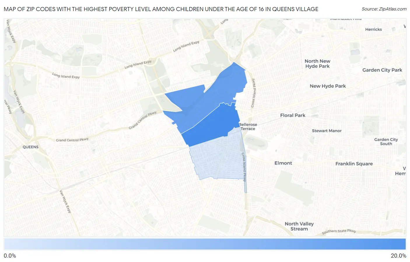 Zip Codes with the Highest Poverty Level Among Children Under the Age of 16 in Queens Village Map