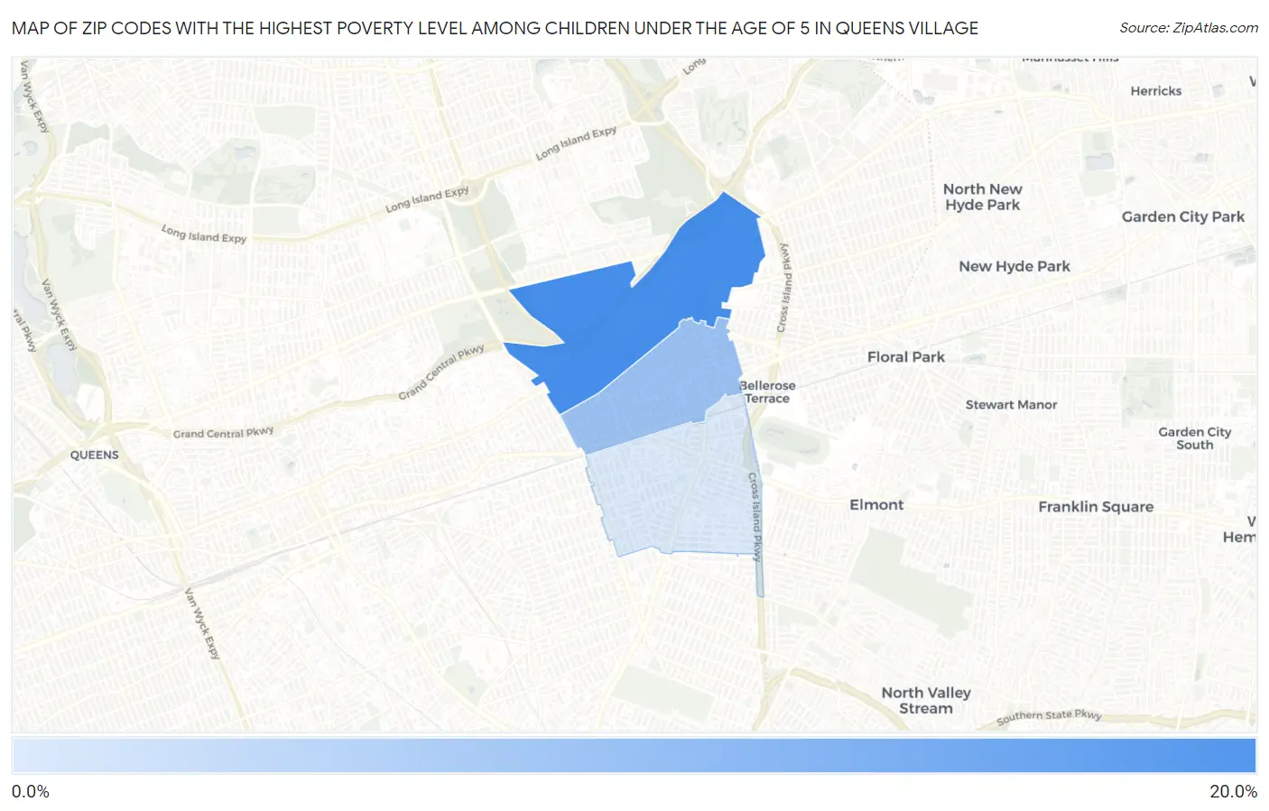 Zip Codes with the Highest Poverty Level Among Children Under the Age of 5 in Queens Village Map